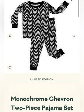 Little Sleepies Chevron Print Two Piece Pajamas 12-18 Months Bamboo GUC